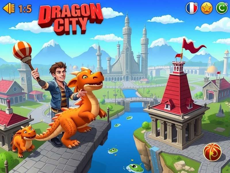 Dragon City online free gameplay screenshot showing dragons and islands