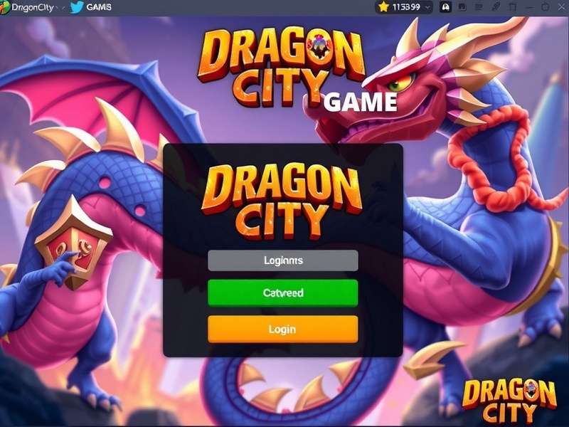 Dragon City Login Screen on Mobile Device