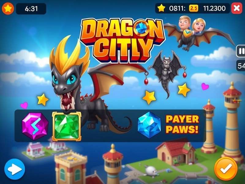 Dragon City event interface showing gem rewards