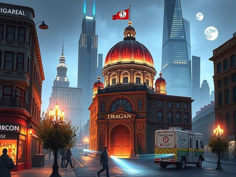 Epic Dragon City gameplay collage showing various dragons and habitats