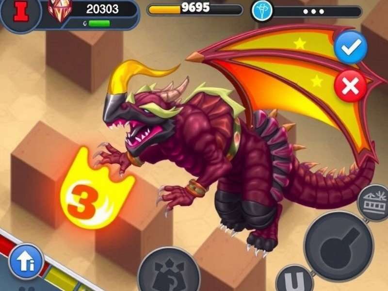 A vibrant Dragon City island with diverse habitats and epic dragons flying above