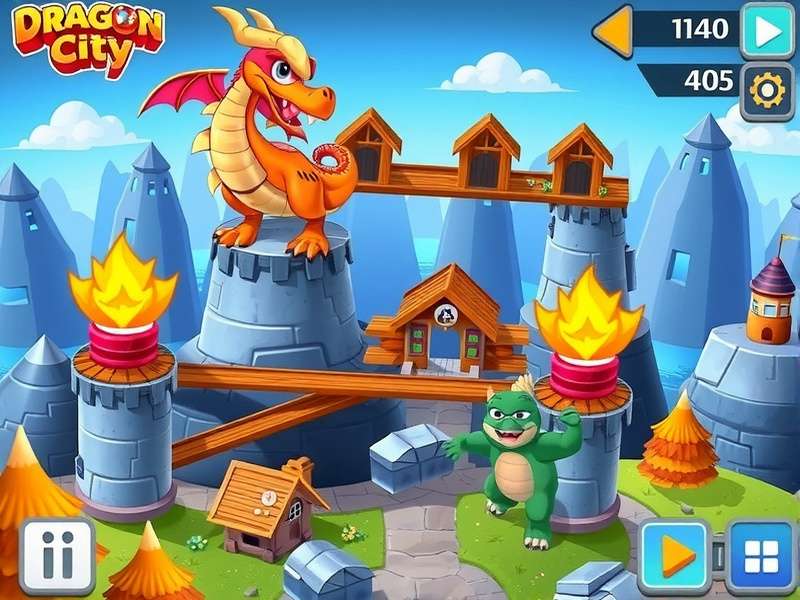 Dragon City PC gameplay screenshot showing dragons and habitats