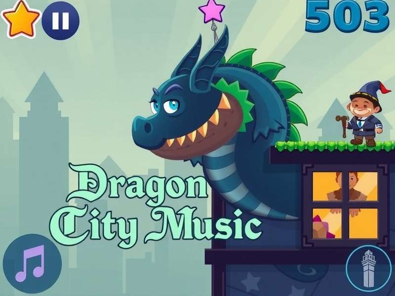 Dragon City Music Studio with headphones and mythical symbols
