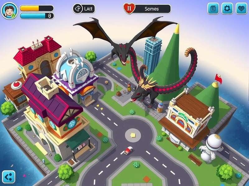 Dragon City habitats with various dragons