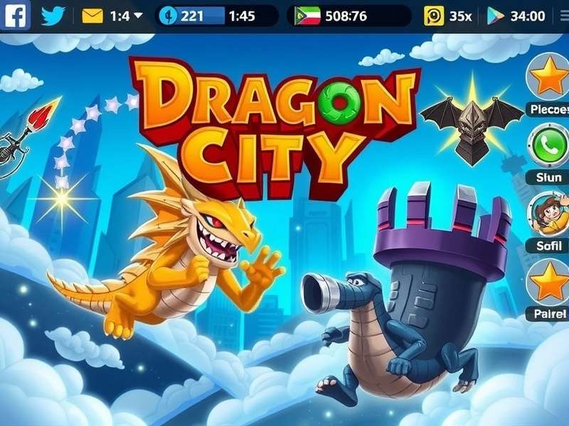 Official Dragon City Facebook page interface showing community posts and events