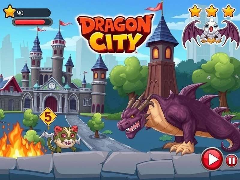 Dragon City island with various habitats and dragons