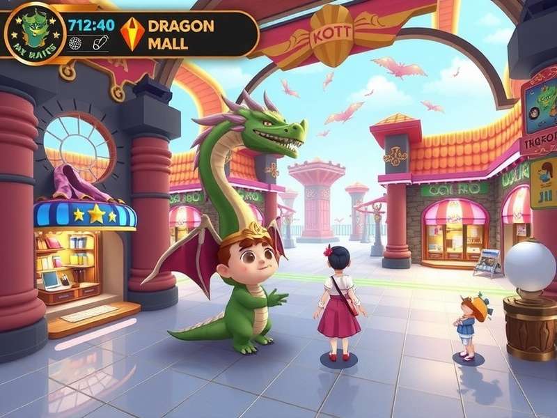Dragon Mall Interface showing various tabs for Dragons, Gems, Food, and Offers
