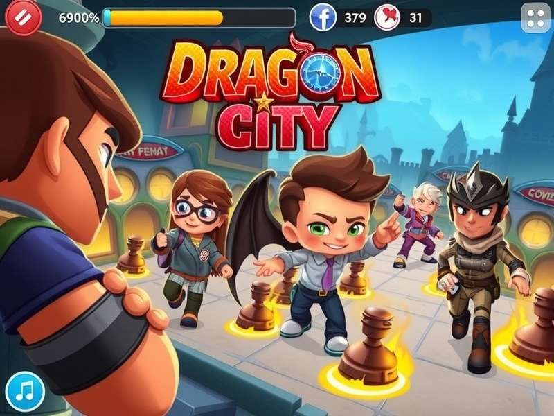 Epic Dragon City landscape with multiple dragons and habitats