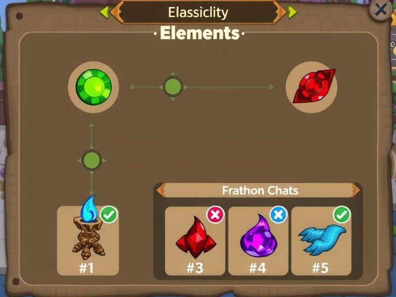 Dragon City element wheel chart with critical strike indicators